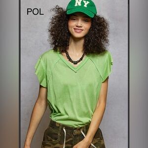 POL Women's Lime Short Sleeve Top